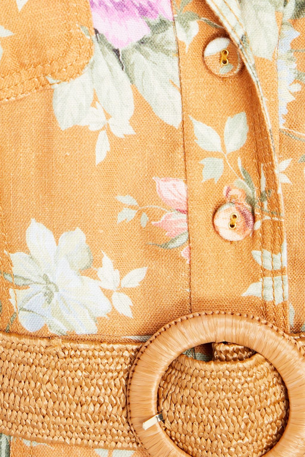 ZIMMERMANN Cropped belted floral-print linen jumpsuit