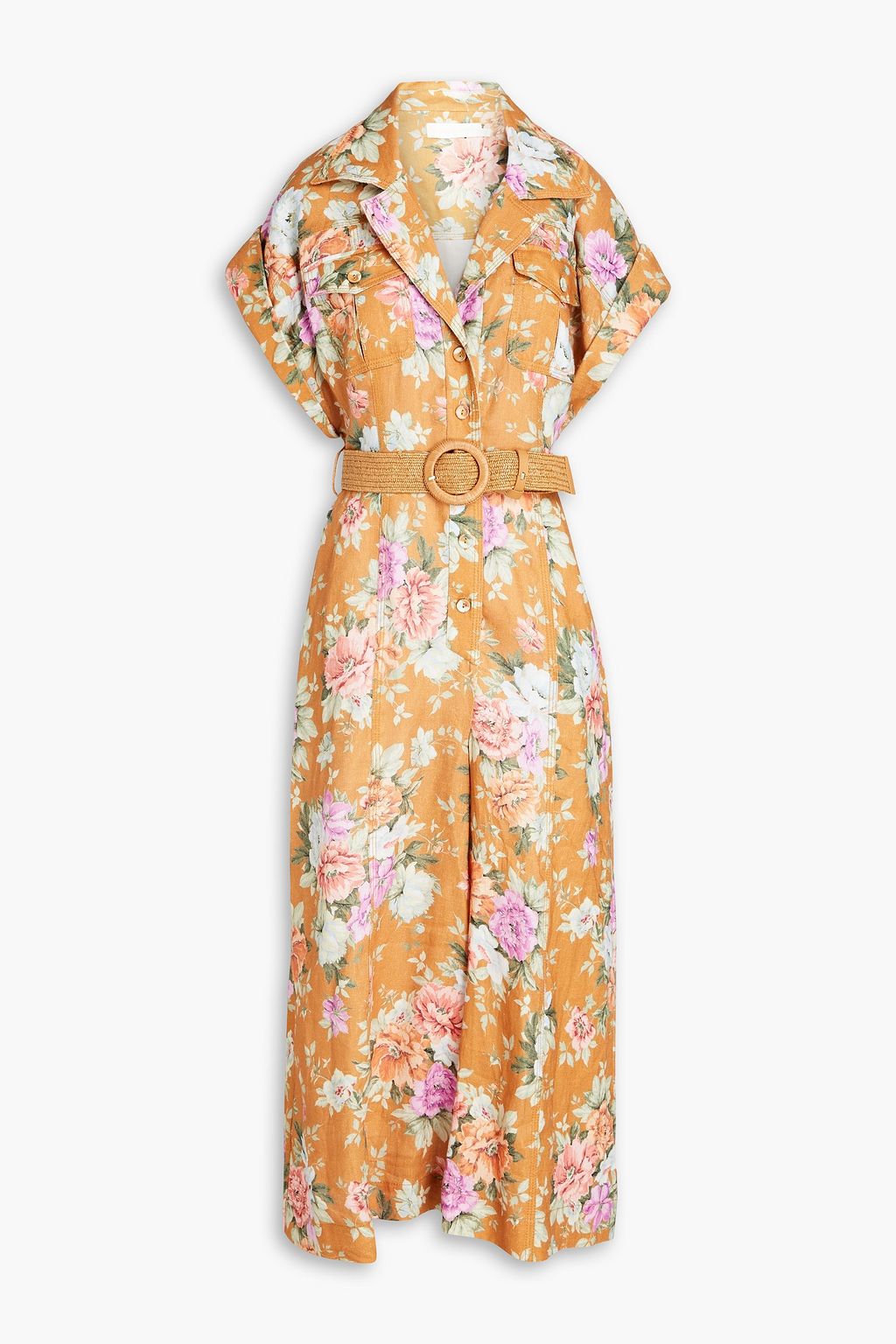 ZIMMERMANN Cropped belted floral-print linen jumpsuit | Sale up to 70% ...