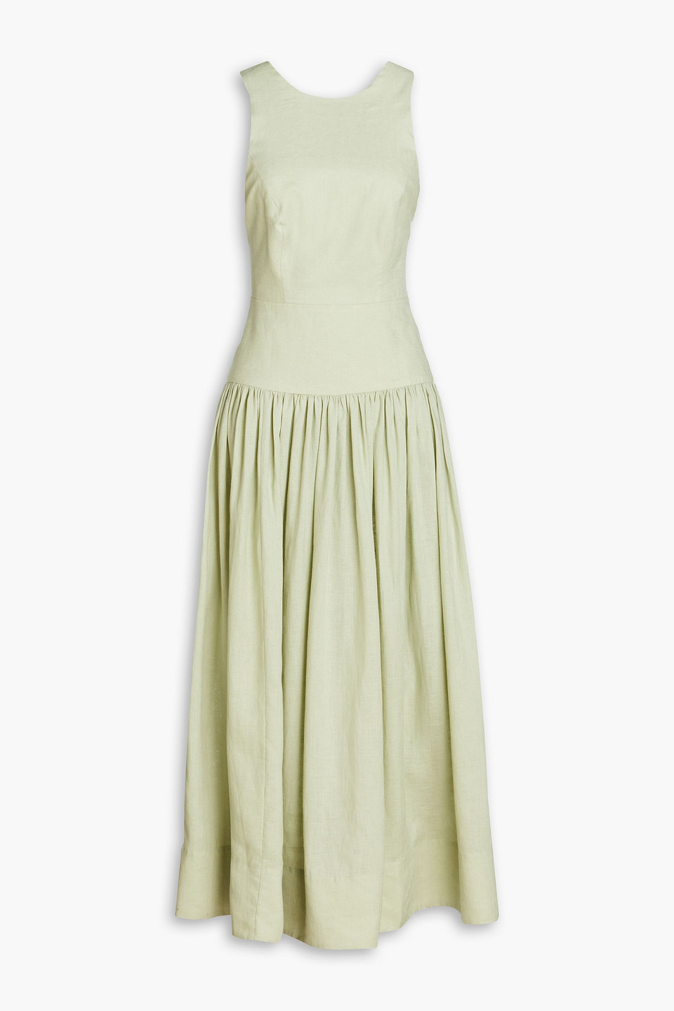 Zimmermann Gerafftes Midikleid Aus Georgette Mit Floralem Print In Sage Green