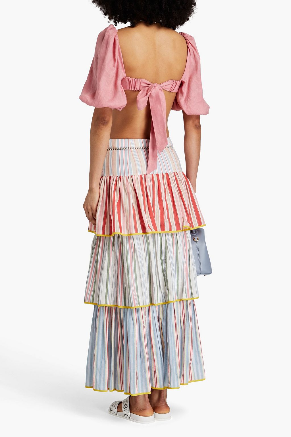 ZIMMERMANN Tiered striped cotton maxi skirt