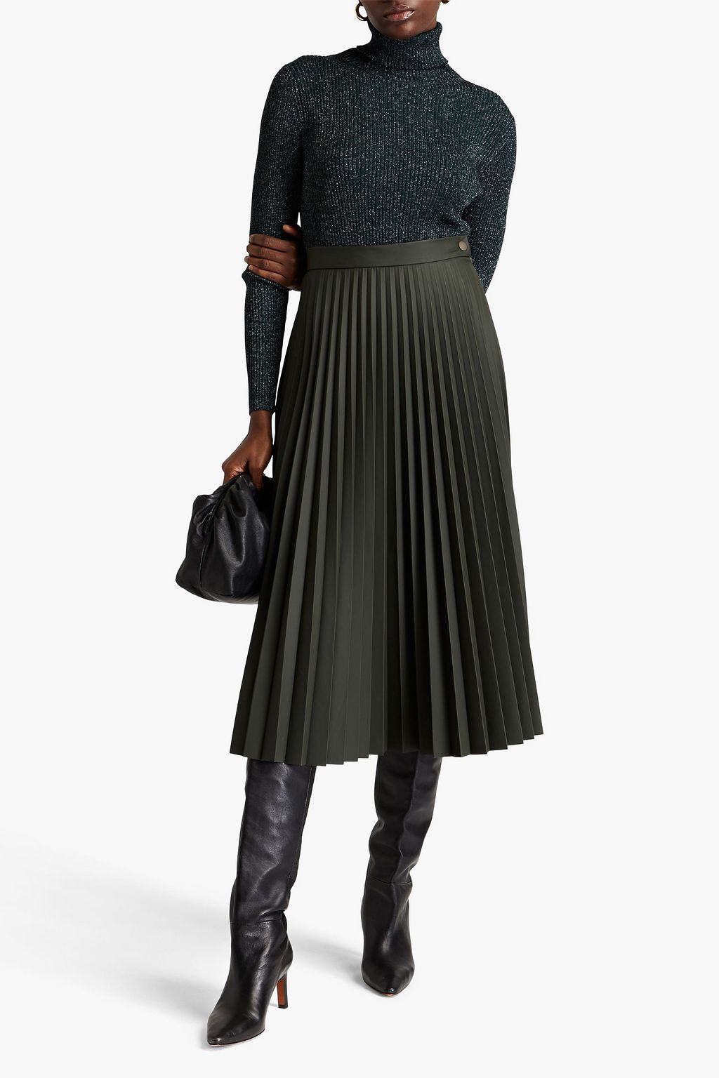 ZIMMERMANN Metallic ribbed-jersey turtleneck top