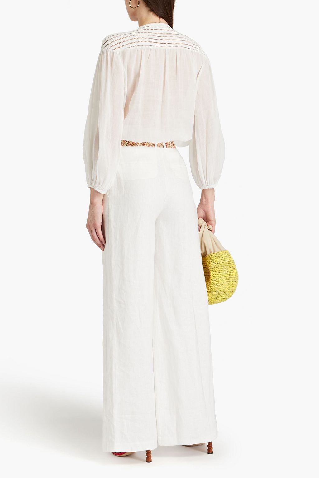 ZIMMERMANN Lattice-trimmed ramie blouse