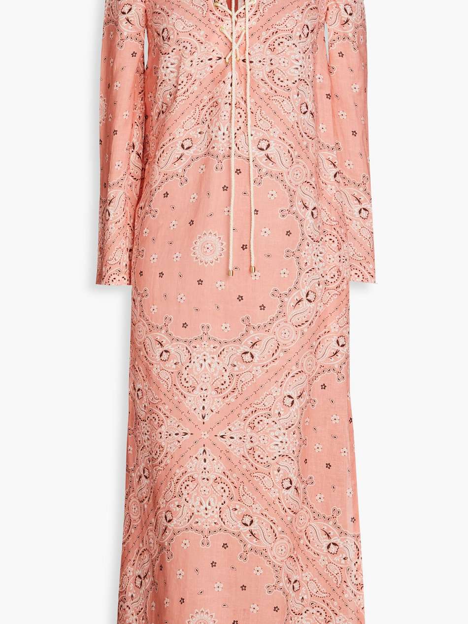 paisley-print linen maxi dress