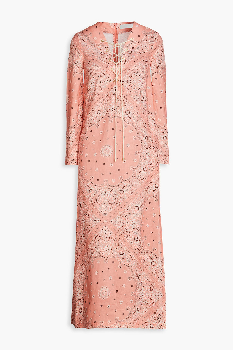 Zimmermann Maxikleid Aus Leinen Mit Paisley-print In Peach