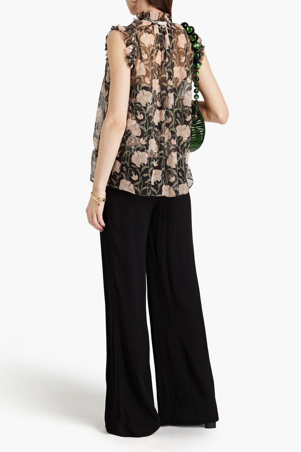 ZIMMERMANN Ruffled floral-print silk-georgette top