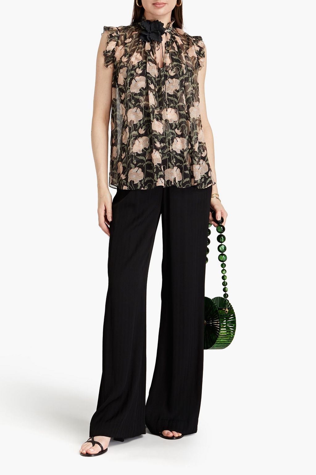 ZIMMERMANN Ruffled floral-print silk-georgette top