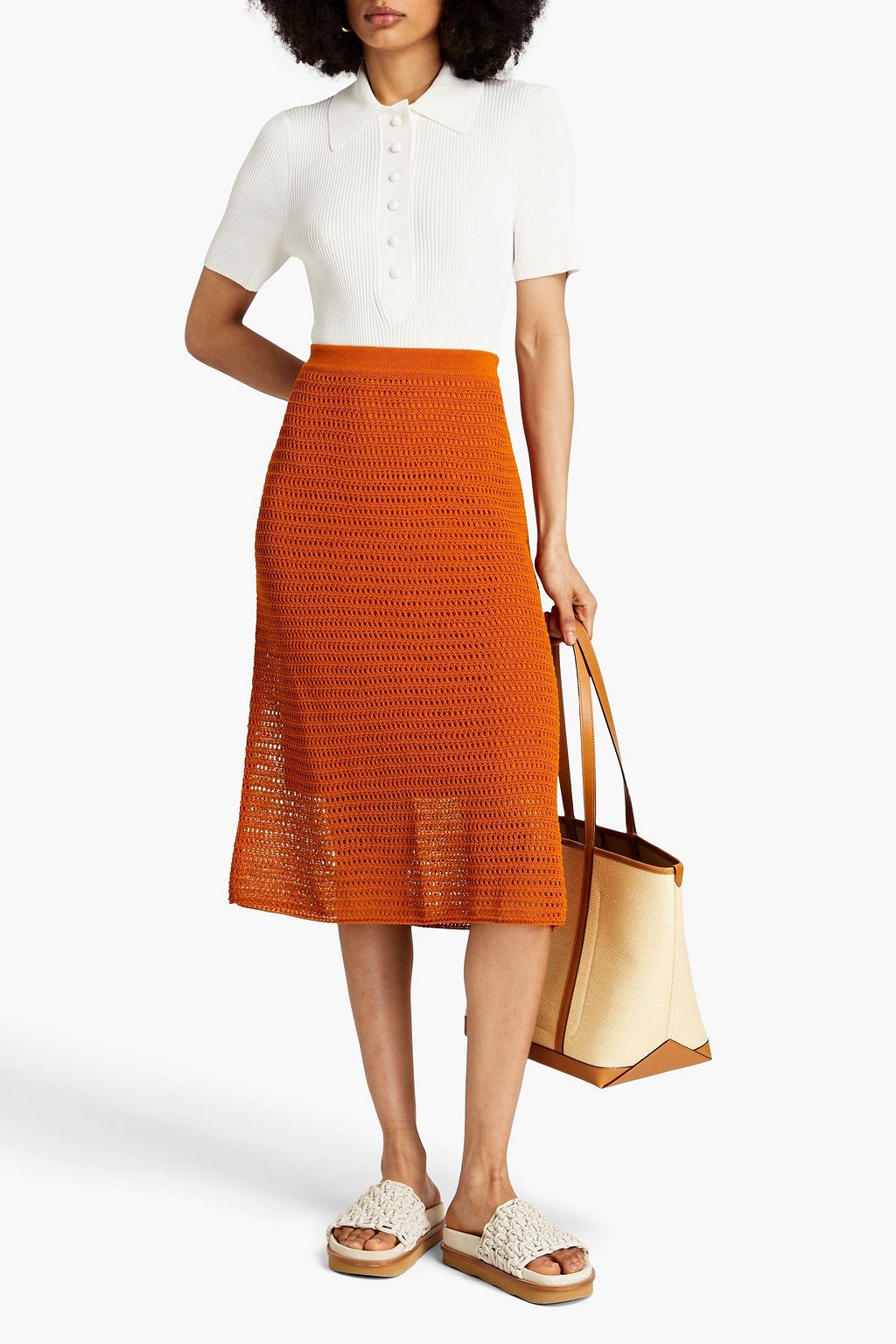 ZIMMERMANN Ribbed-knit polo shirt