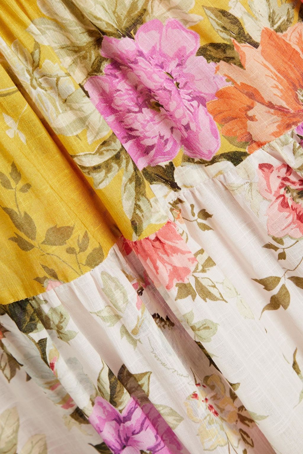 ZIMMERMANN Tiered floral-print cotton-gauze midi wrap dress