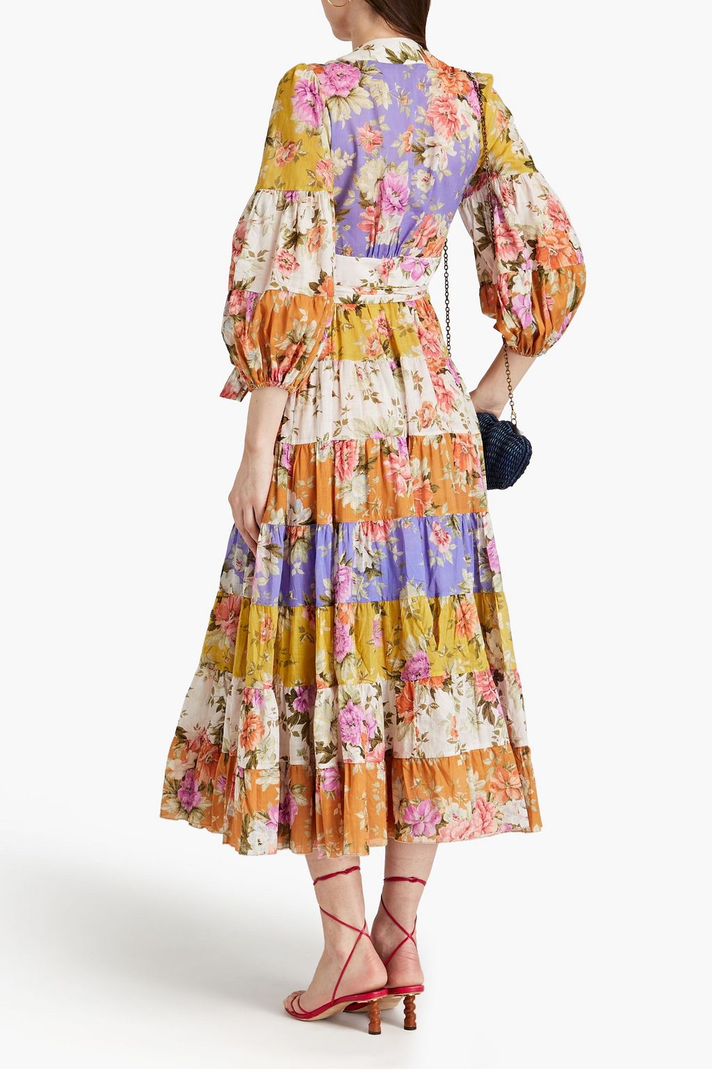 ZIMMERMANN Tiered floral-print cotton-gauze midi wrap dress