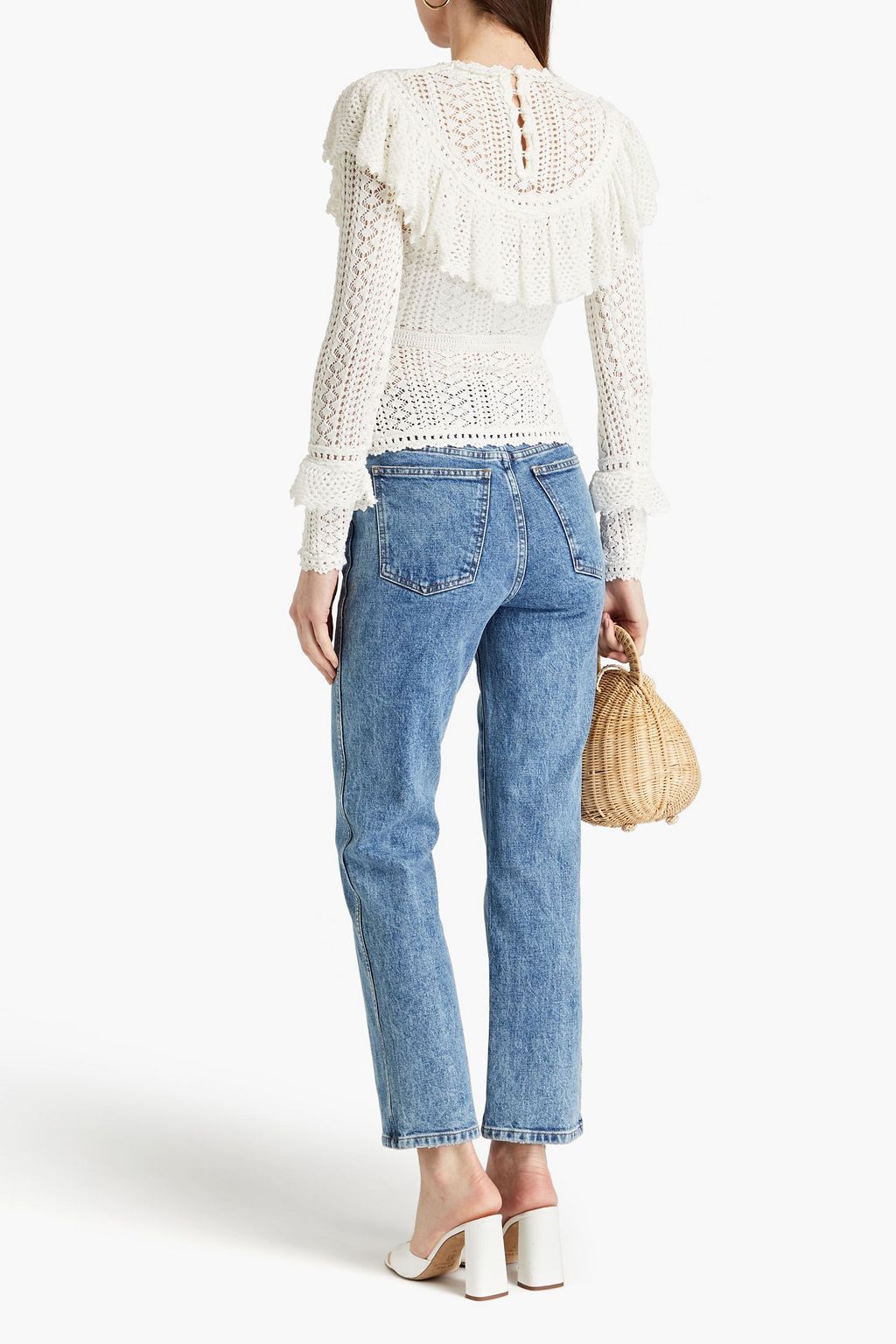 ZIMMERMANN Ruffled crocheted cotton blouse