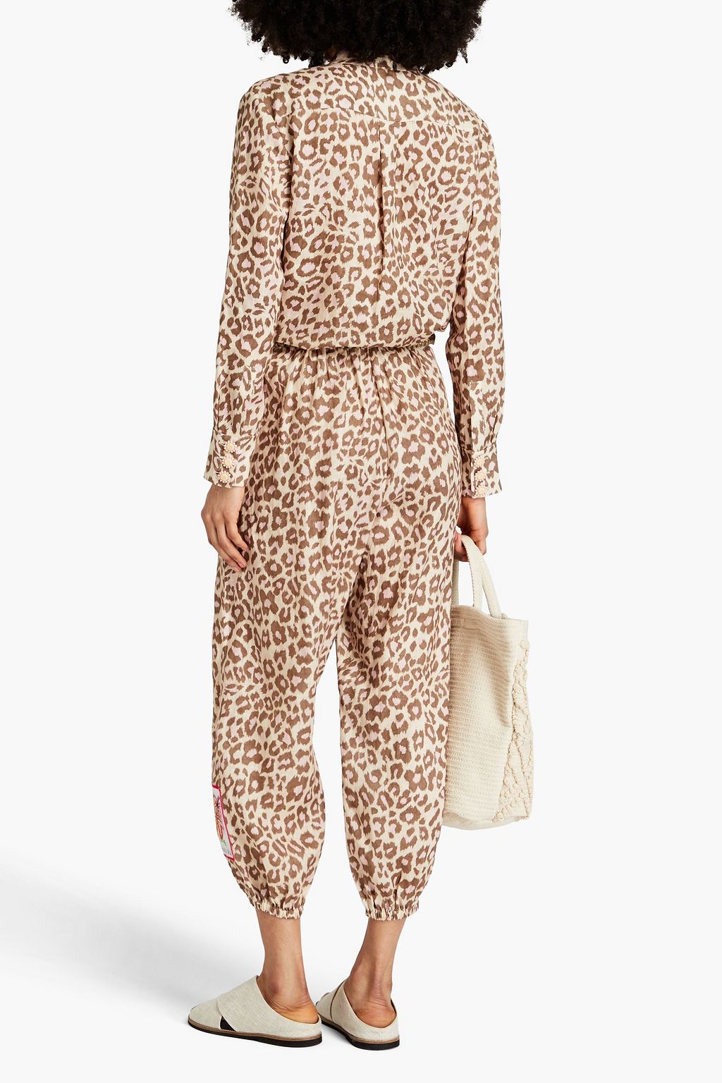 ZIMMERMANN Cropped leopard-print linen track pants