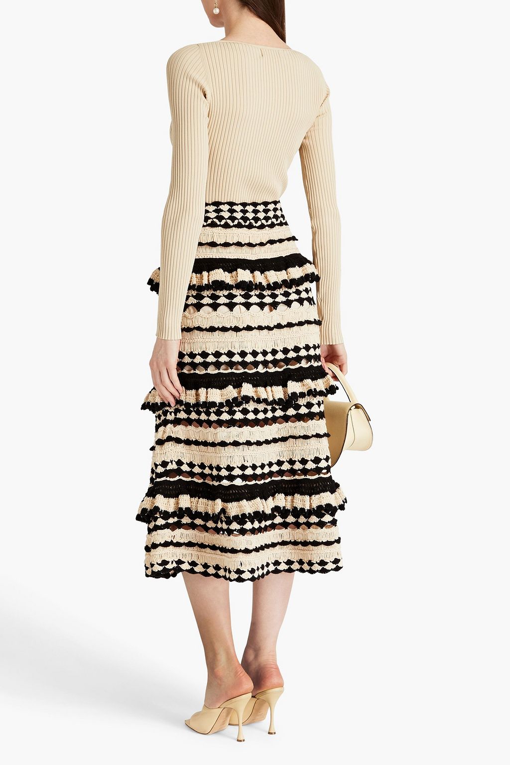 ZIMMERMANN Tiered crocheted cotton midi skirt THE