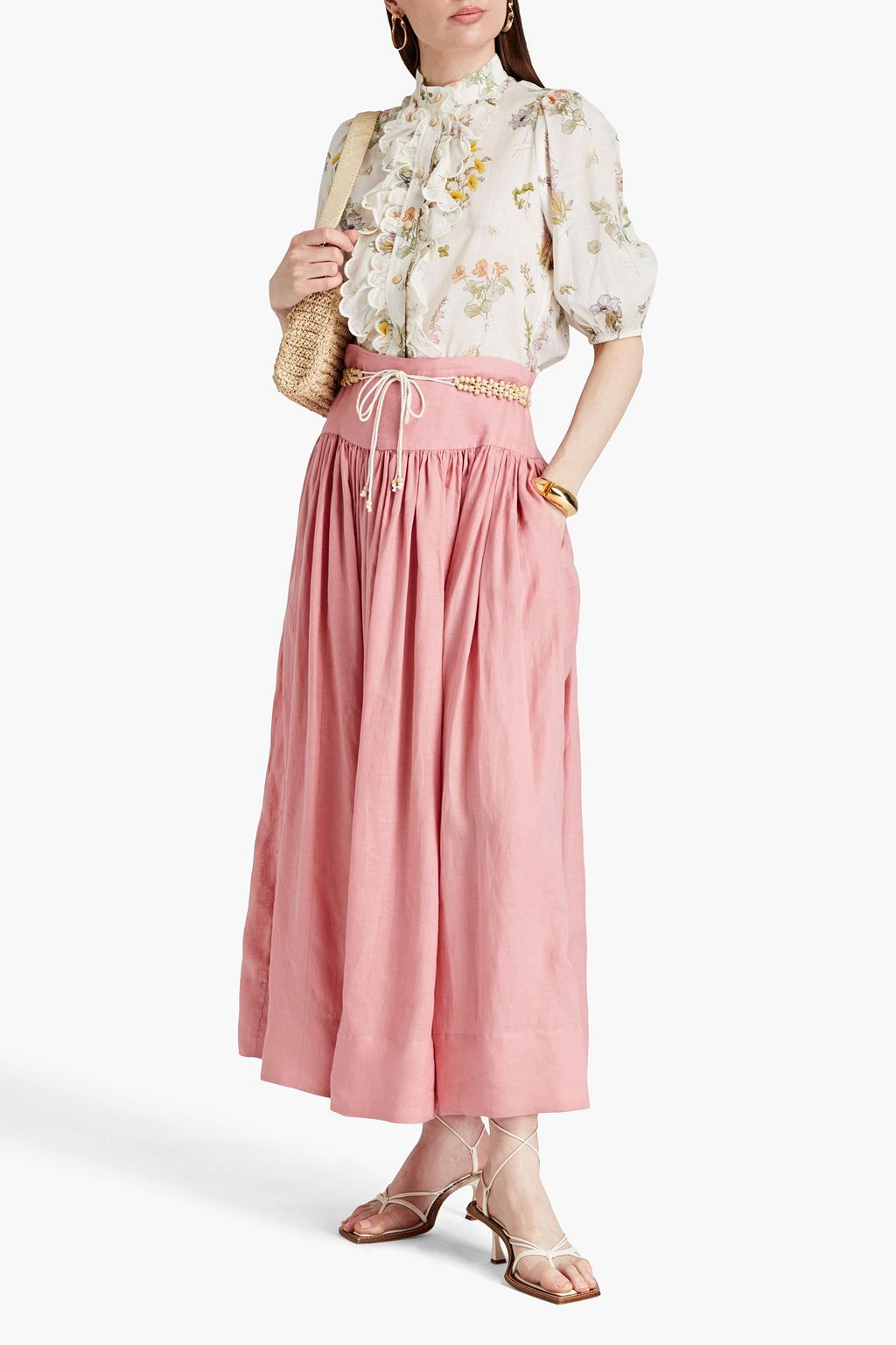 ZIMMERMANN Ruffled floral-print cotton blouse