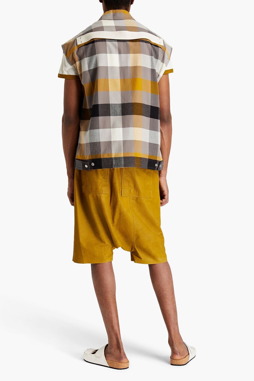 RICK OWENS Oversized checked cotton-flannel shirt