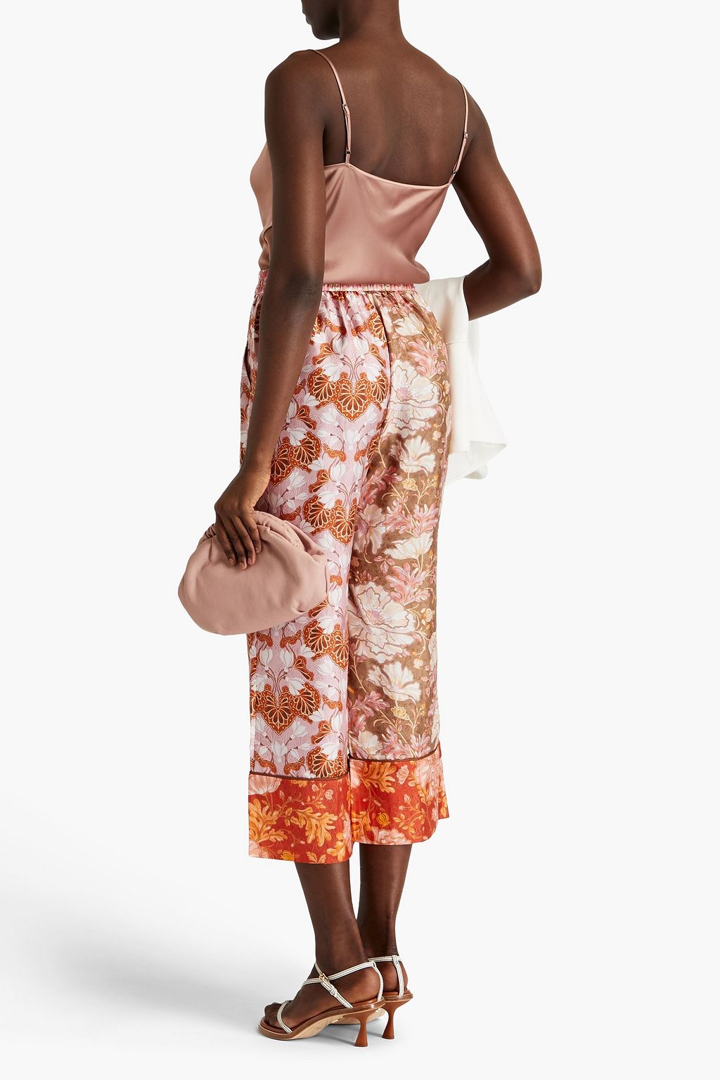 ZIMMERMANN Cropped printed silk-twill straight-leg pants