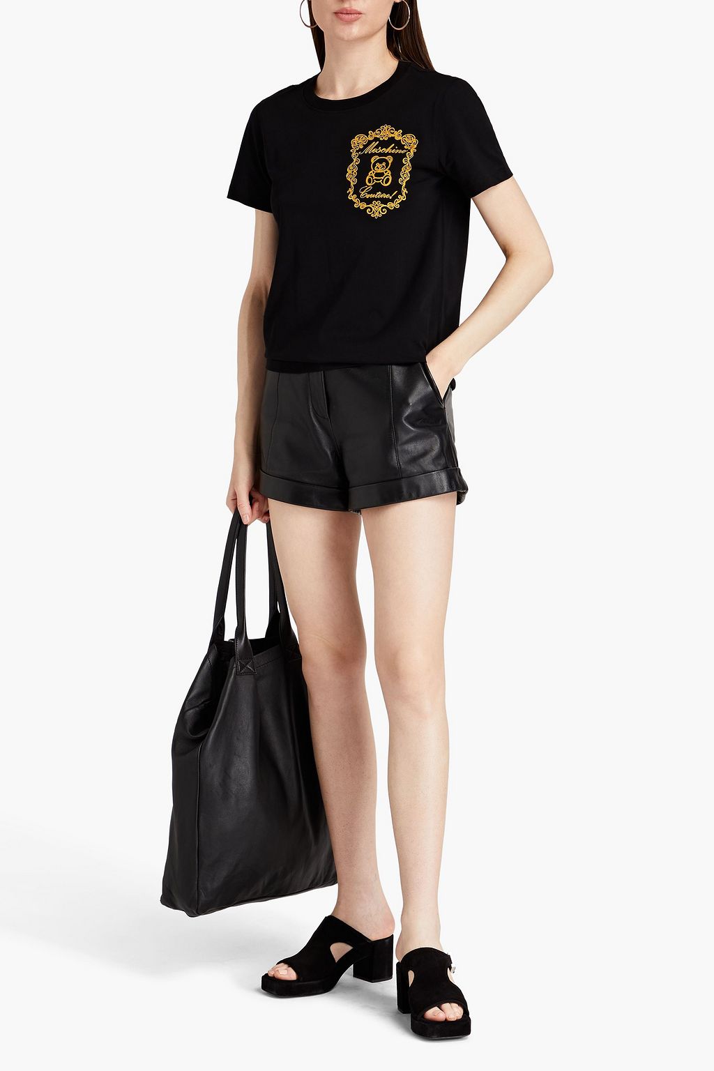MOSCHINO Embroidered cotton-jersey T-shirt