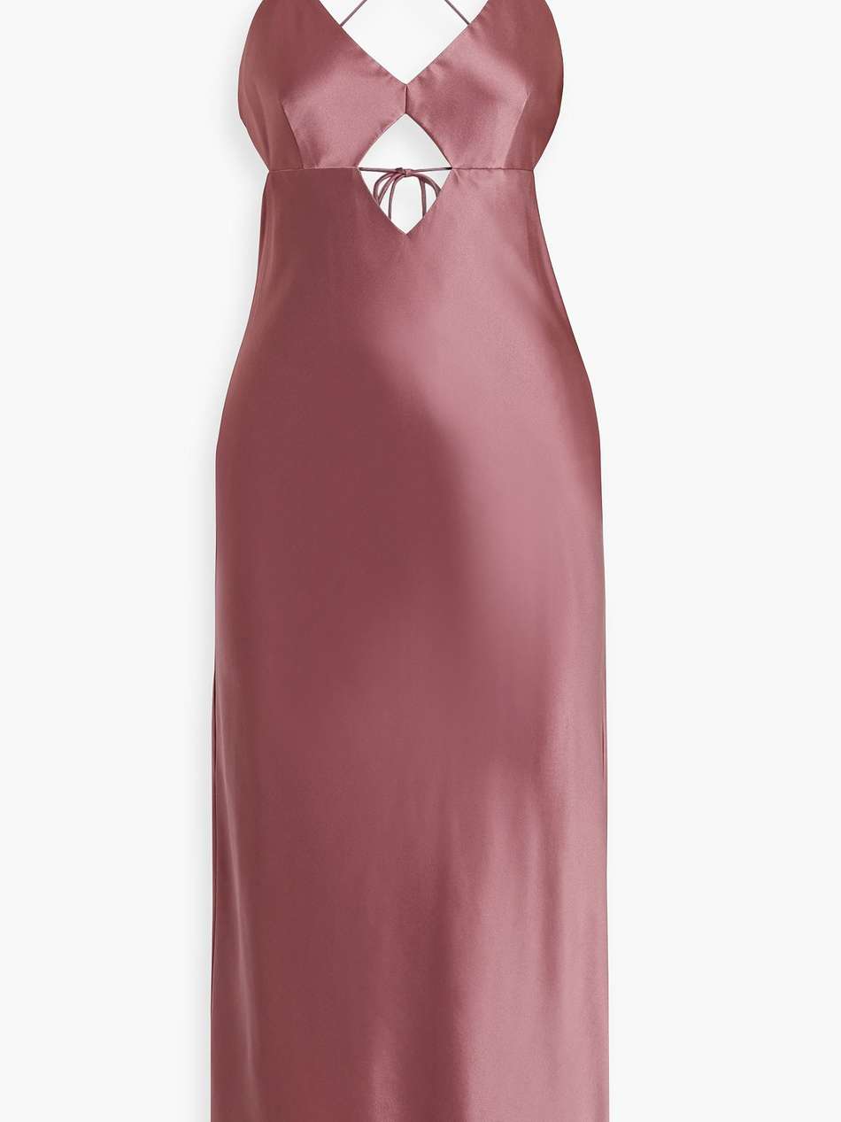 cutout silk-satin midi dress