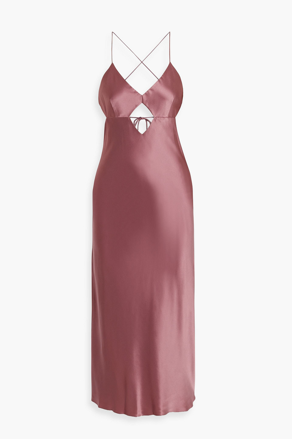 Cutout silk-satin midi dress