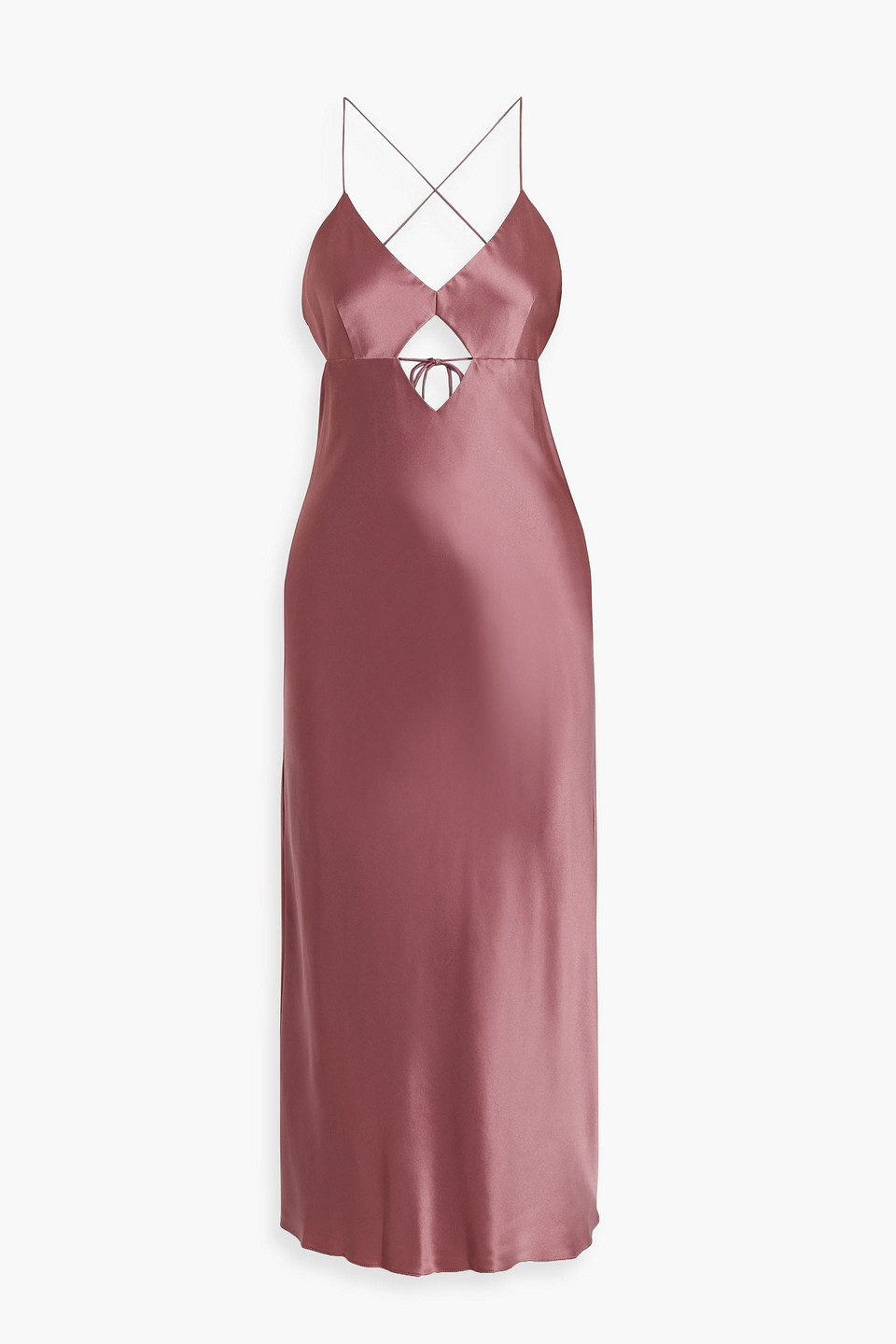 Michelle Mason Cutout Silk-satin Midi Dress In Antique Rose