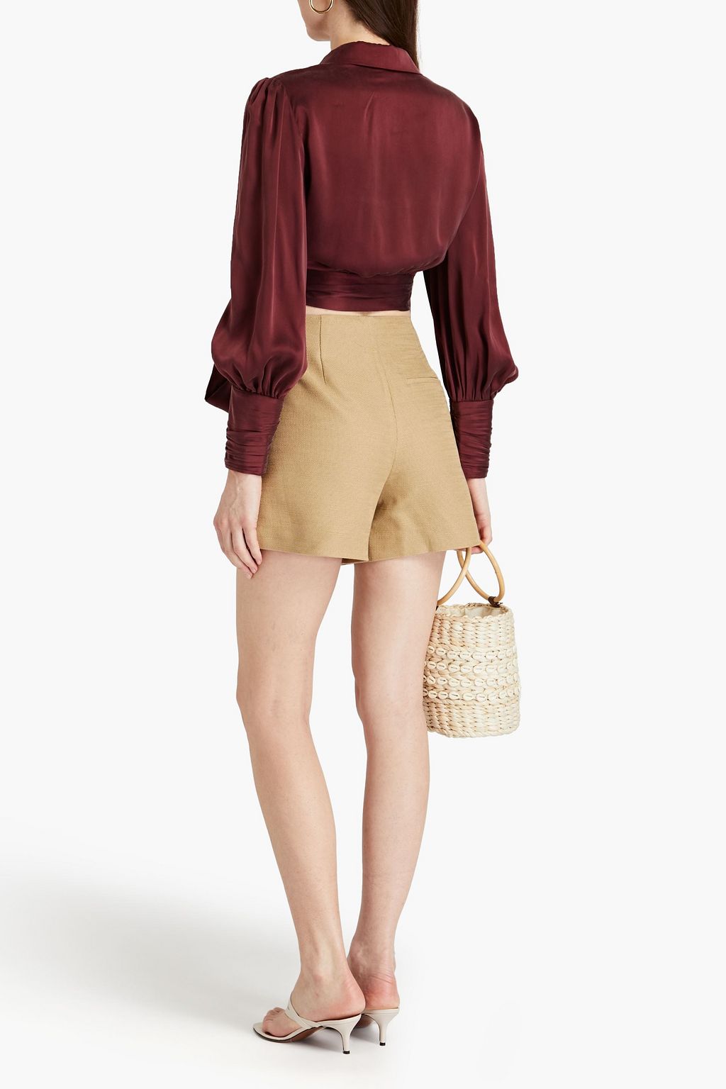 ZIMMERMANN Cropped silk-satin wrap top