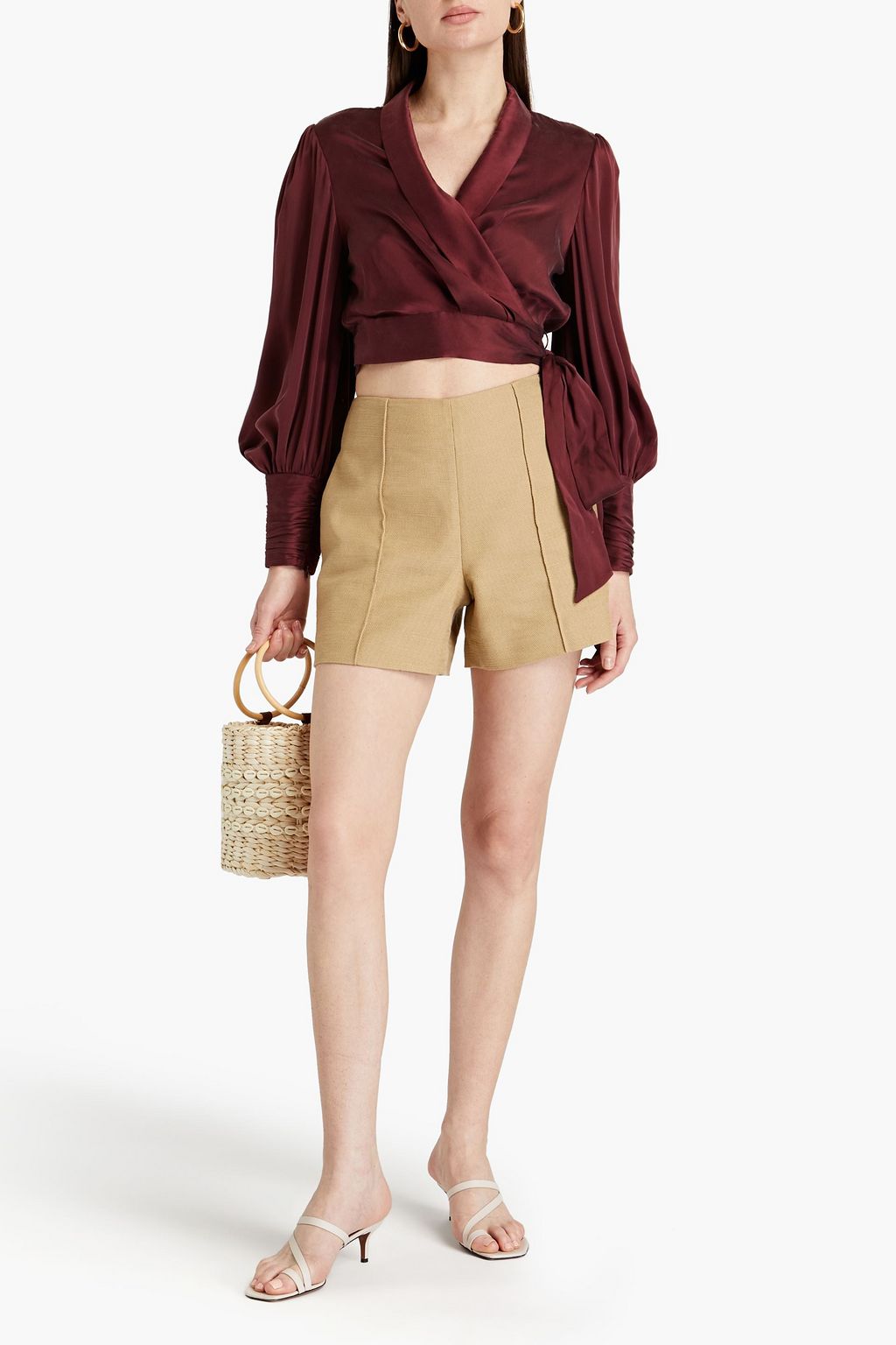 ZIMMERMANN Cropped silk-satin wrap top
