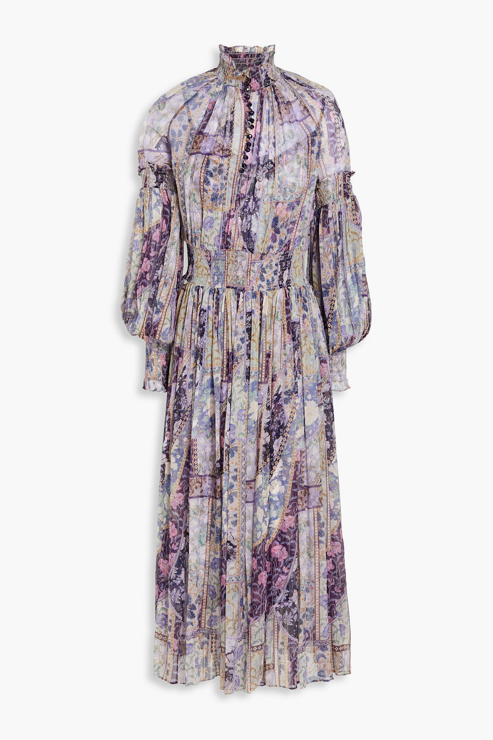 Zimmermann Midikleid Aus Seidenkrepon Mit Print Und Raffung In Lavender