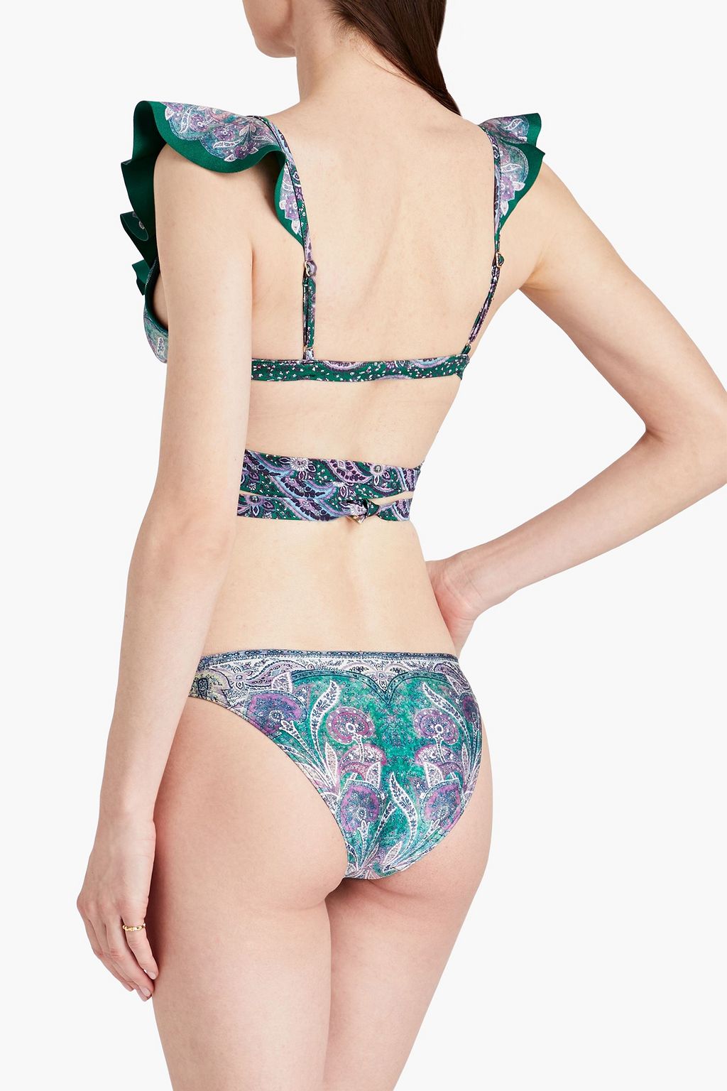 ZIMMERMANN Ruffled paisley-print bikini