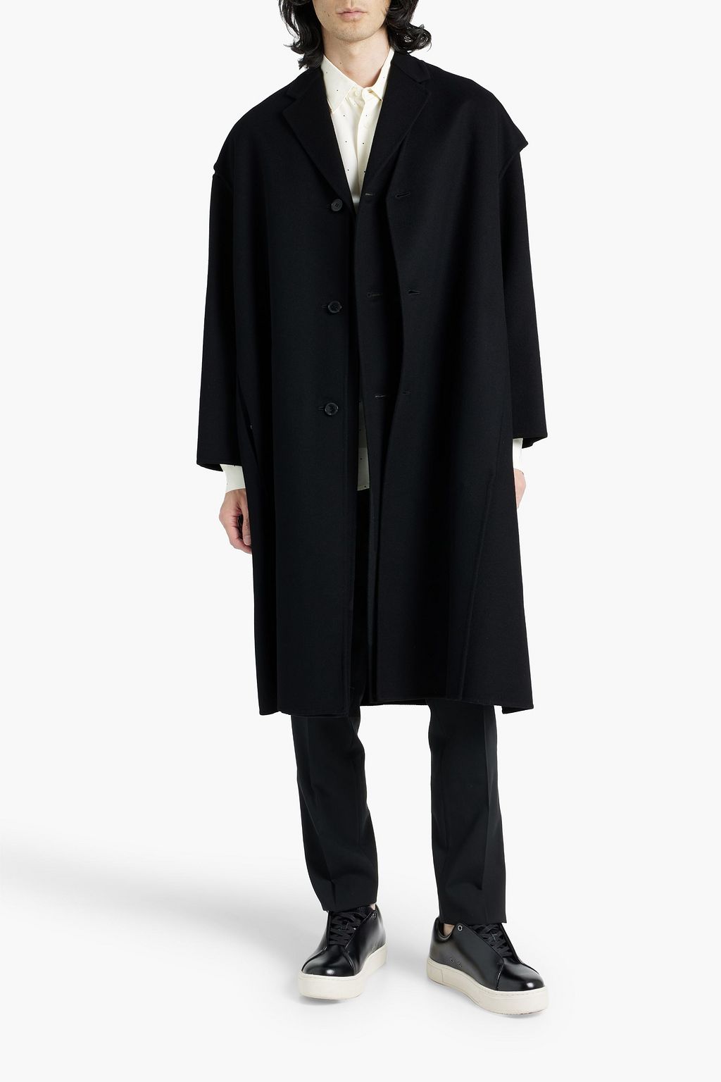 VALENTINO GARAVANI 울 캐시미어 혼방 펠트 레이어드 코트