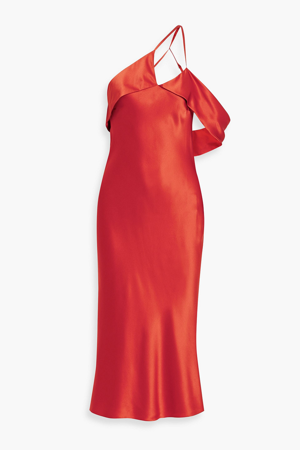 Michelle Mason One-shoulder draped silk-satin midi dress