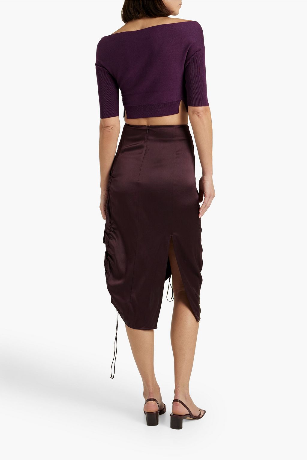 MICHELLE MASON Off-the-shoulder cropped cotton-blend top