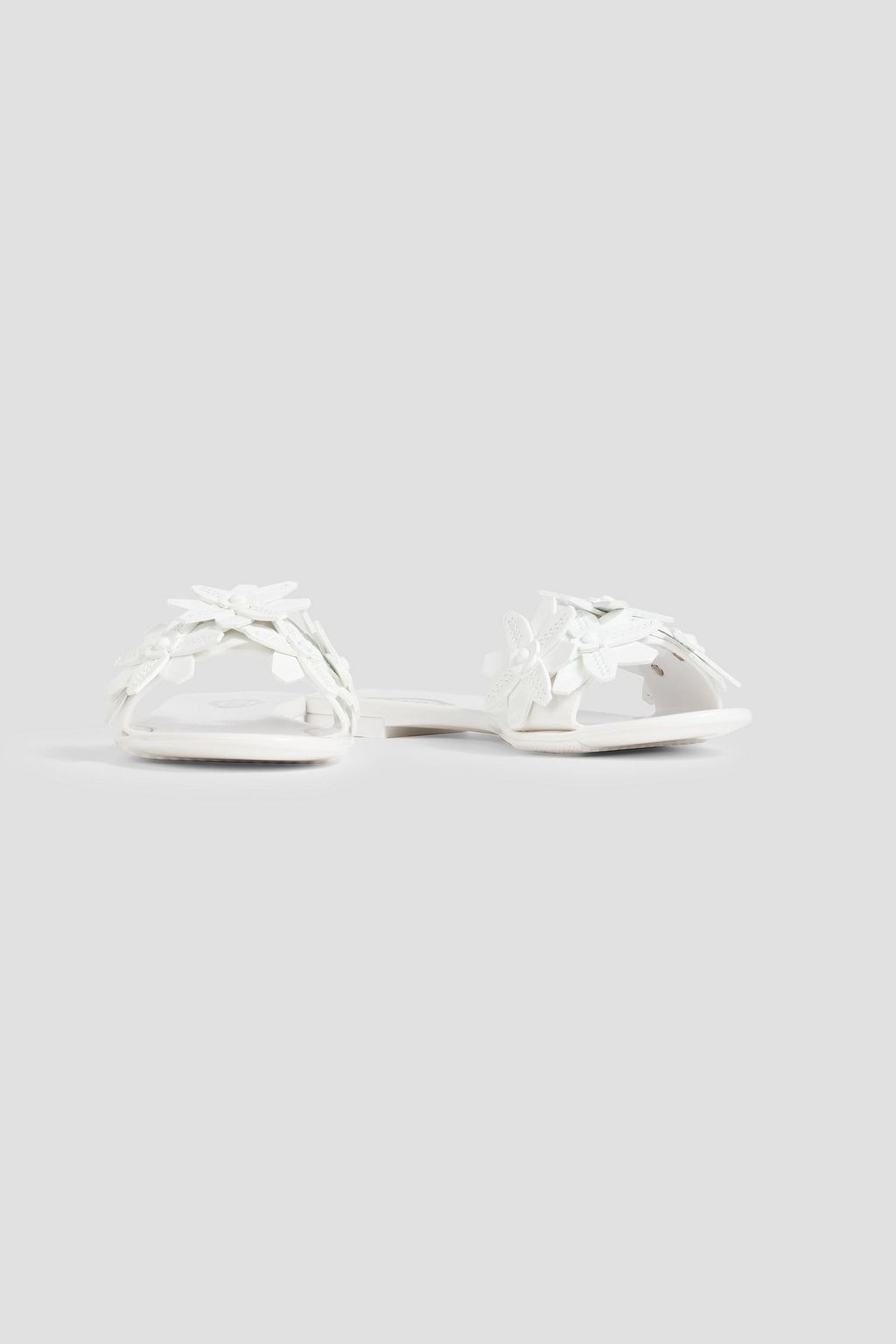 TOD'S Floral-appliquéd leather slides