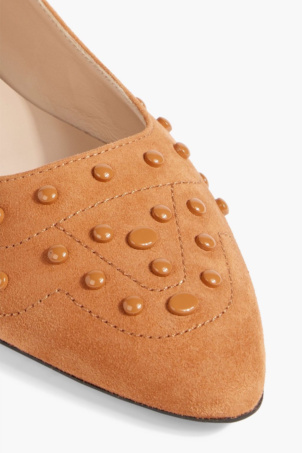 TOD'S Studded suede point-toe flats