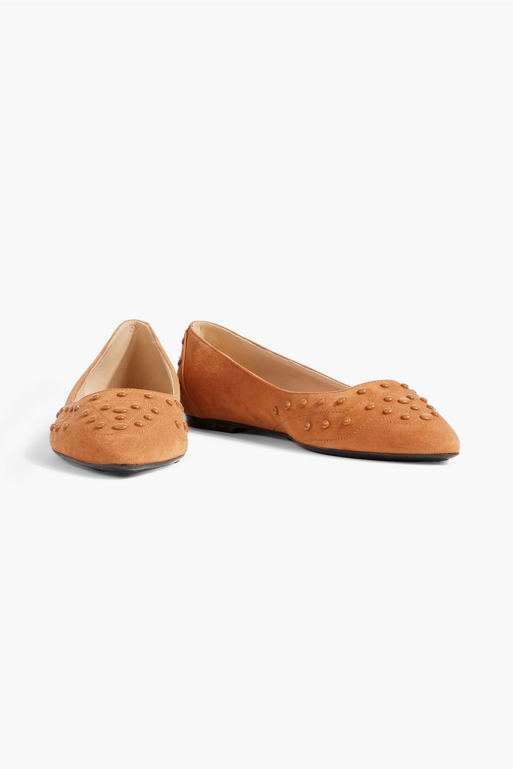 TOD'S Studded suede point-toe flats