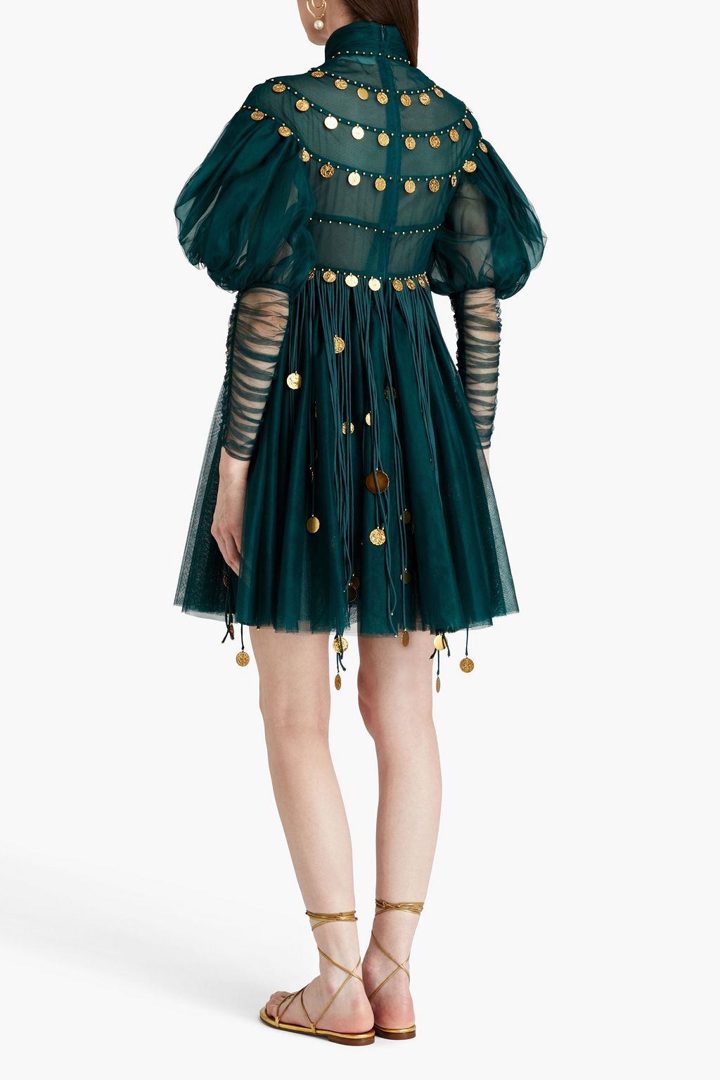 ZIMMERMANN Embellished fringed tulle mini dress