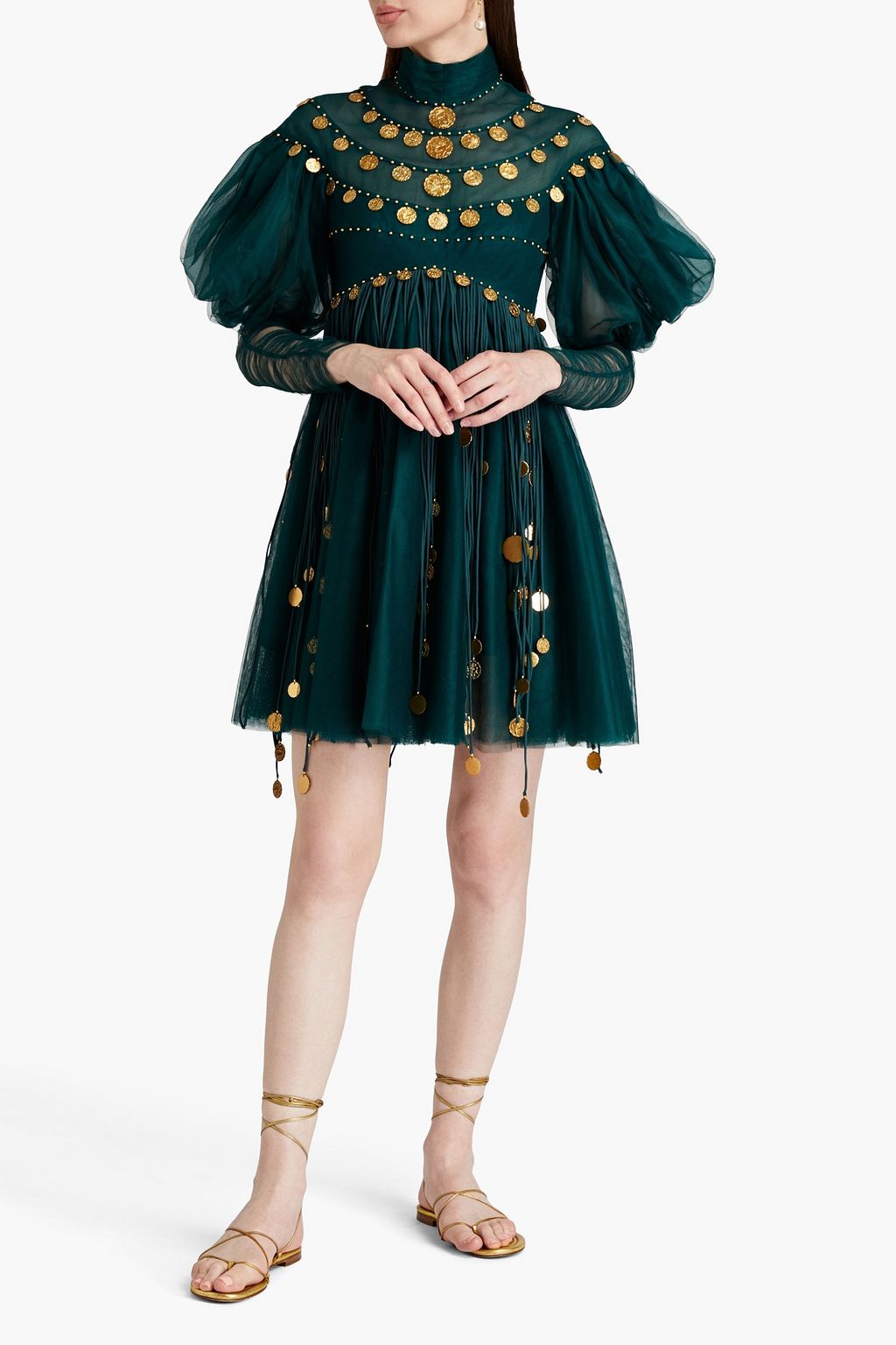 ZIMMERMANN Embellished fringed tulle mini dress