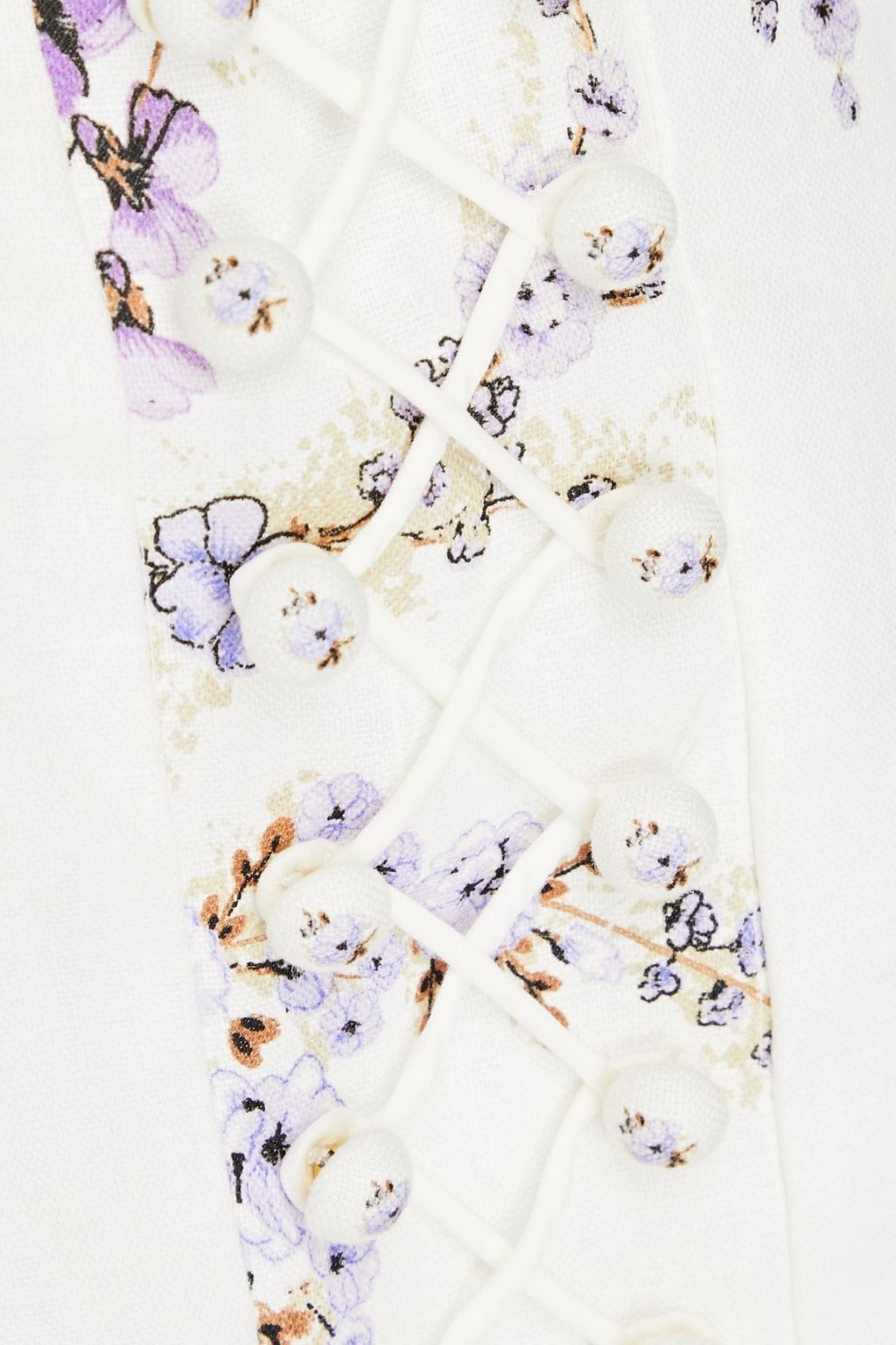 ZIMMERMANN Crochet-trimmed cutout floral-print linen mini dress