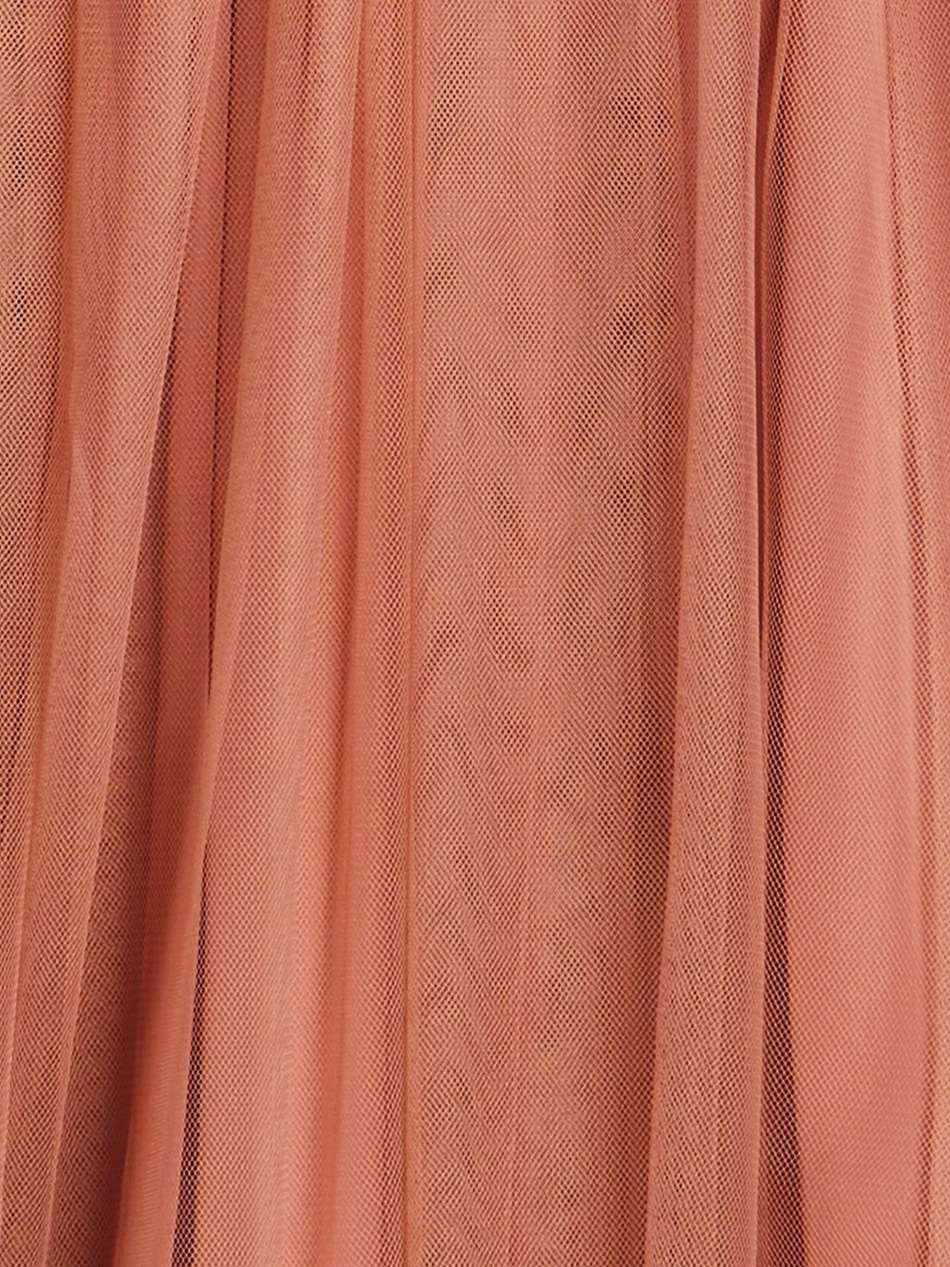 strapless gathered tulle midi dress