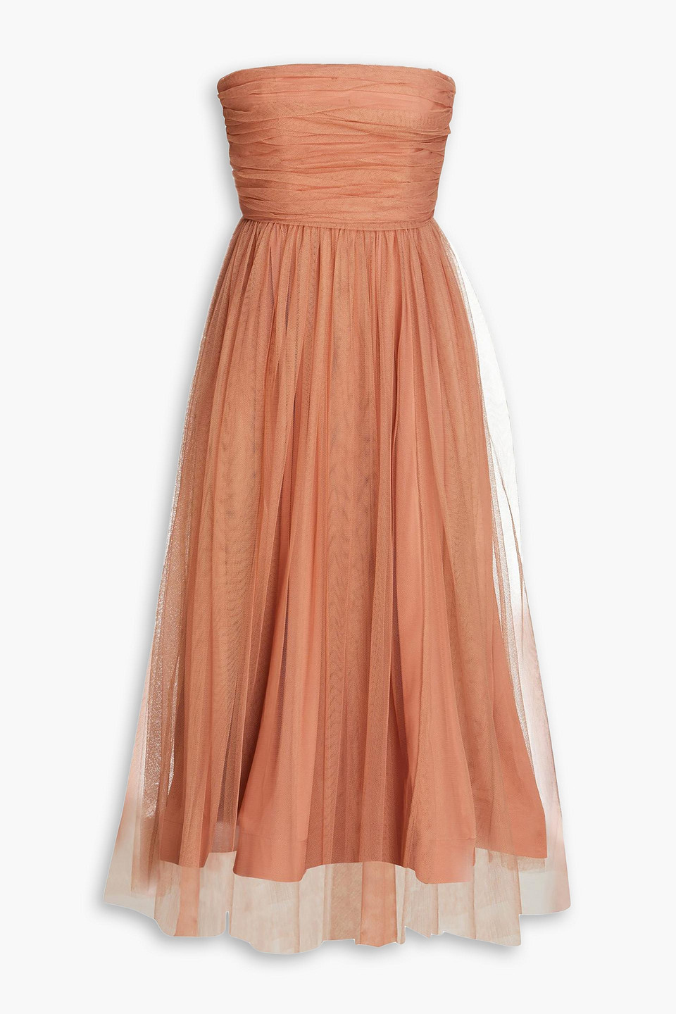 Zimmermann Gathered Tulle Midi Dress In Antique Rose
