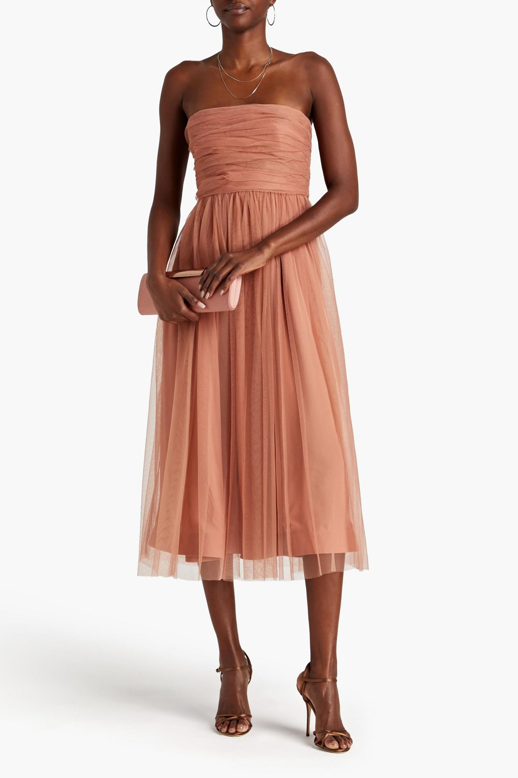 Zimmermann Strapless gathered tulle midi dress