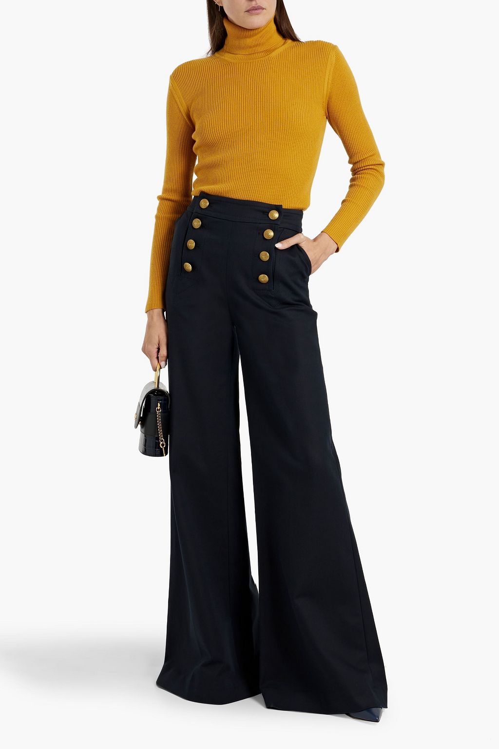 ZIMMERMANN Button-embellished cotton-blend wide-leg pants