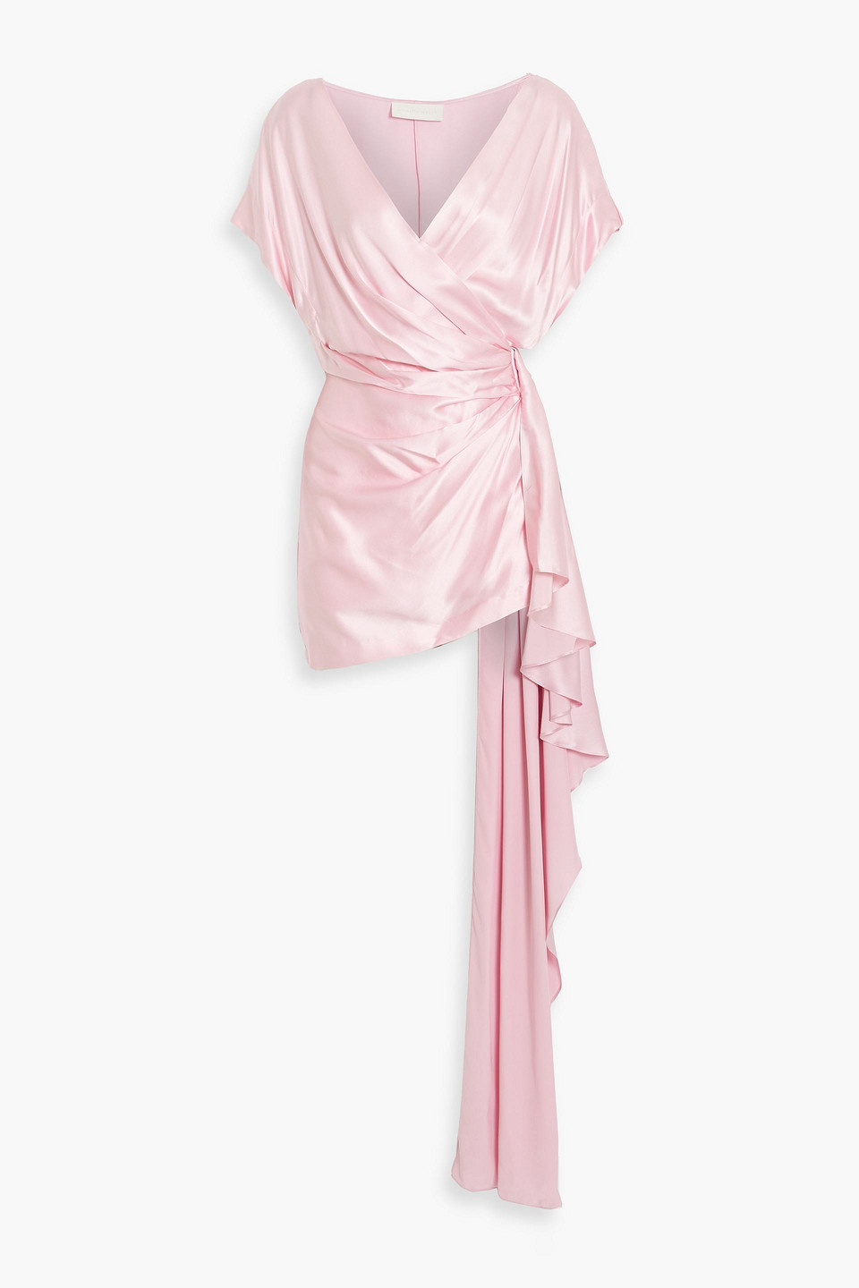 michelle mason pink silk dress Michelle Mason Draped One Shoulder Gown in Blush