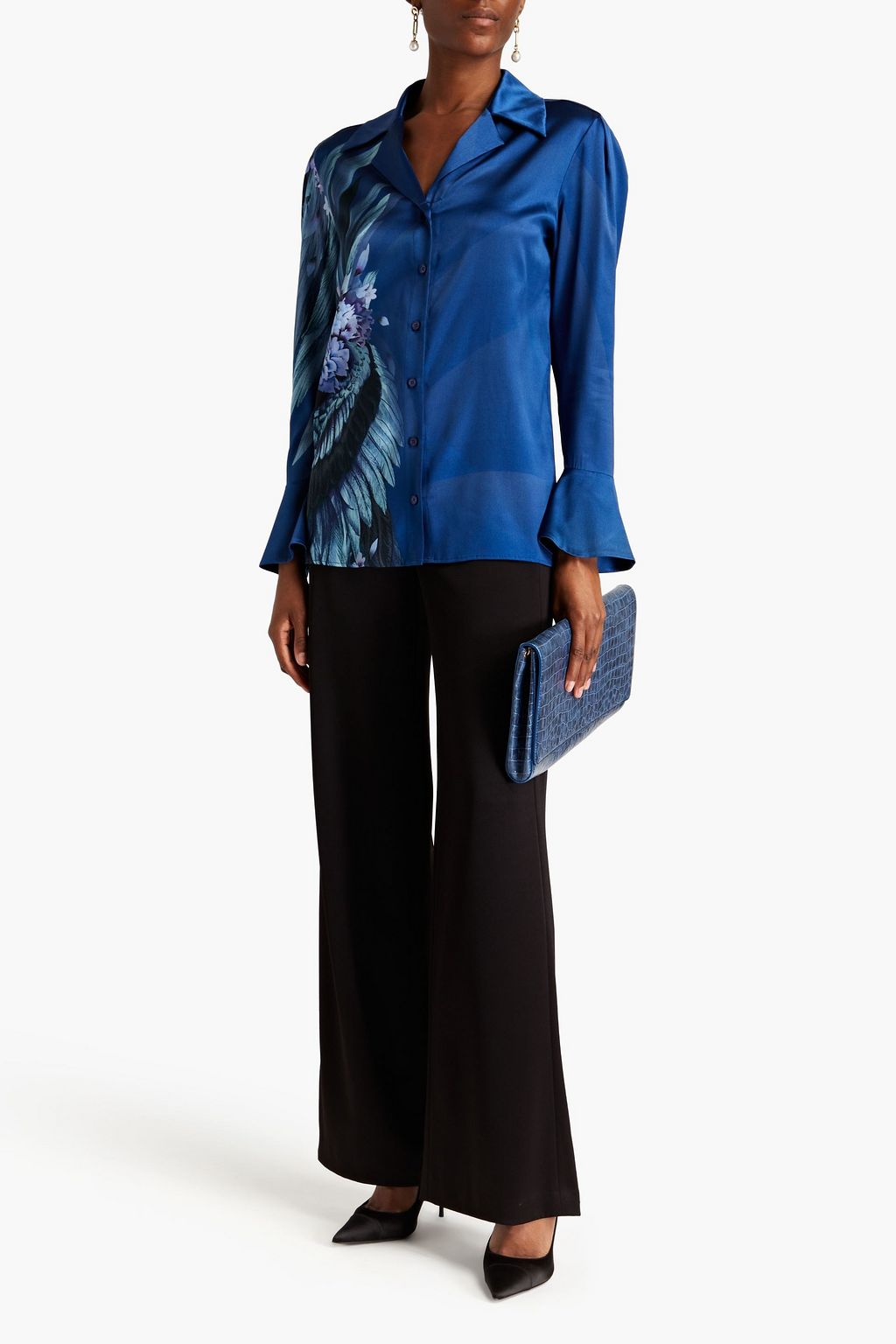 ALBERTA FERRETTI Floral-print stretch-silk shirt