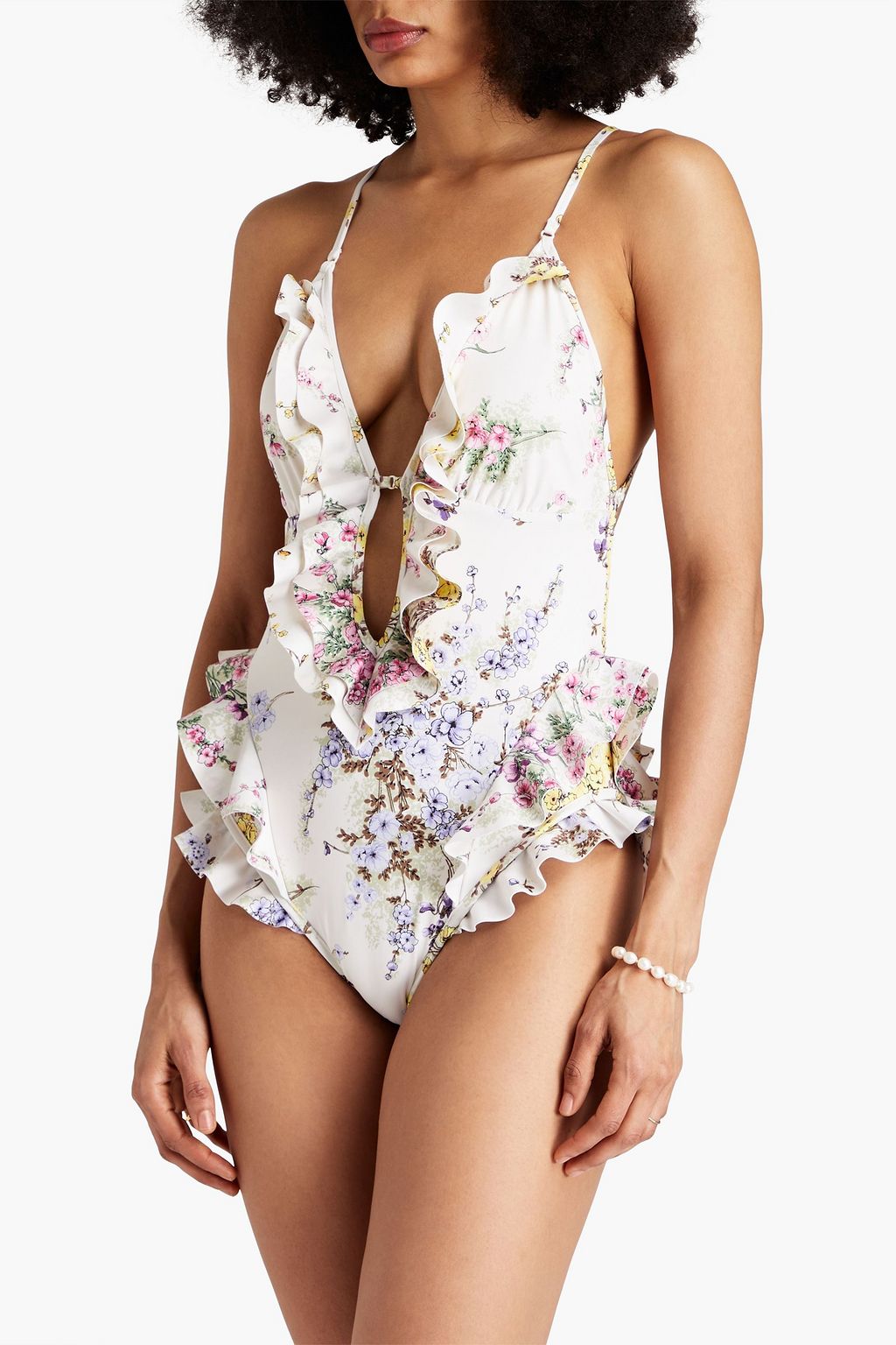 ZIMMERMANN Ruffled cutout swimsuit