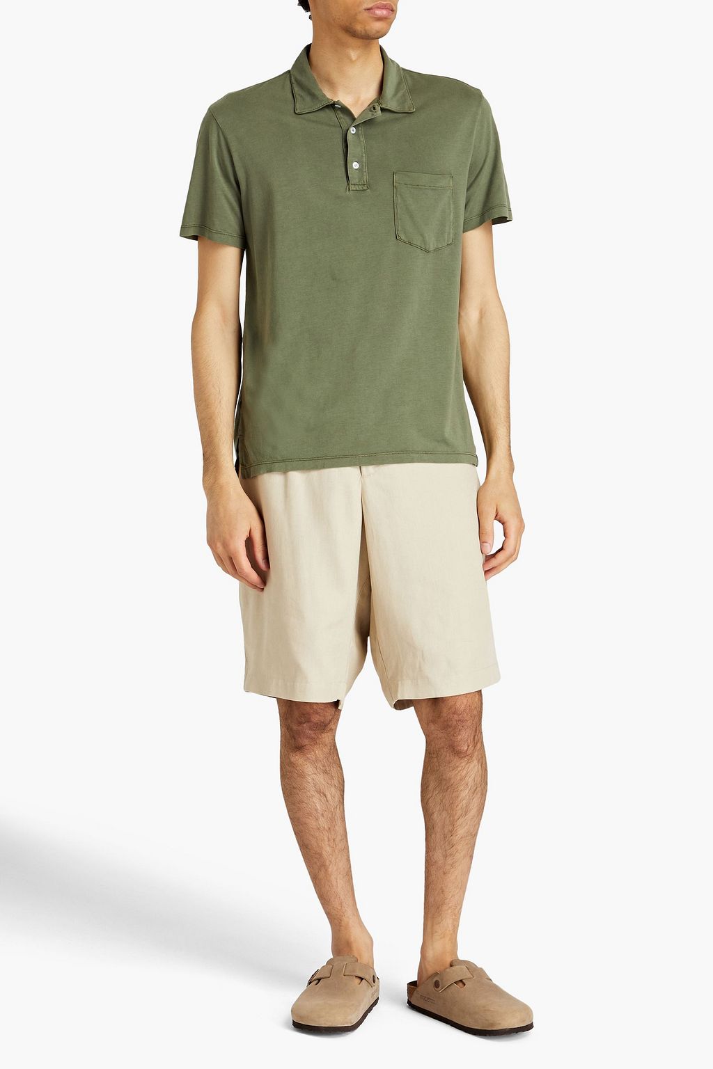 OFFICINE GÉNÉRALE Lyocell and cotton-blend jersey polo shirt