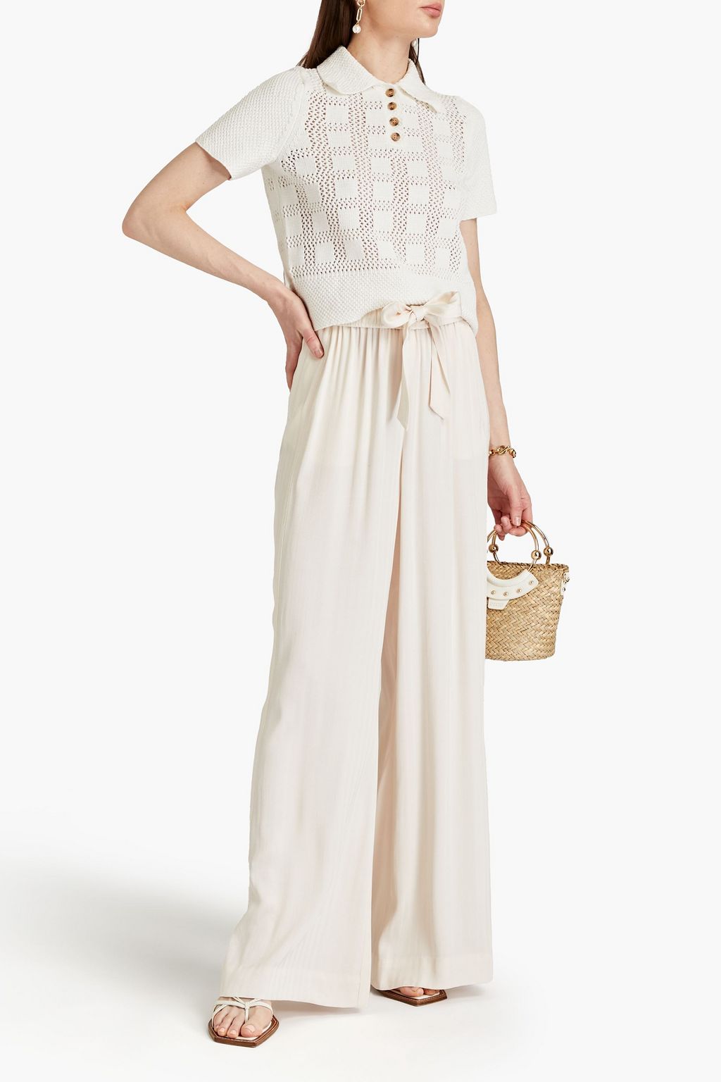 ZIMMERMANN Herringbone woven wide-leg pants