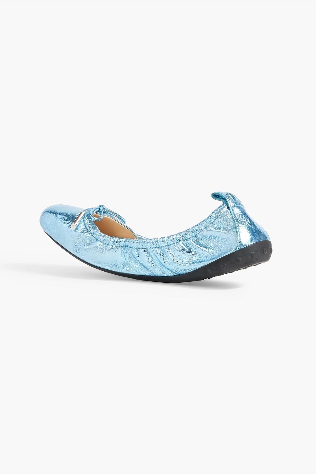TOD'S Textured and mirrored-leather ballet flats