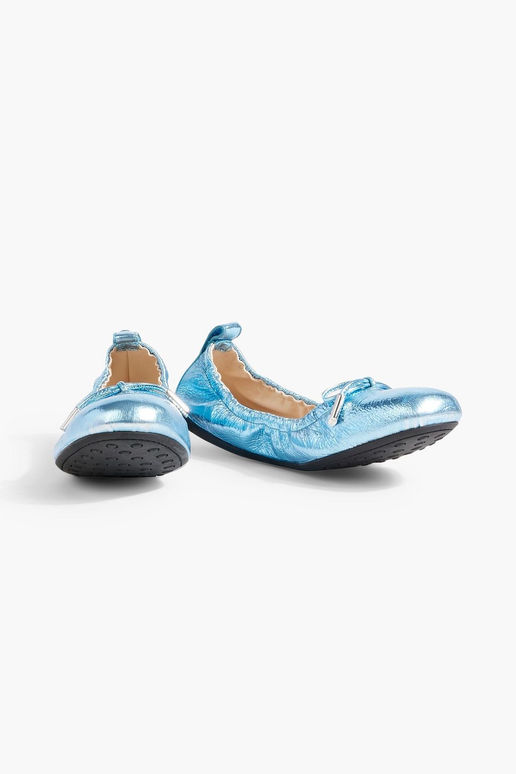 TOD'S Textured and mirrored-leather ballet flats
