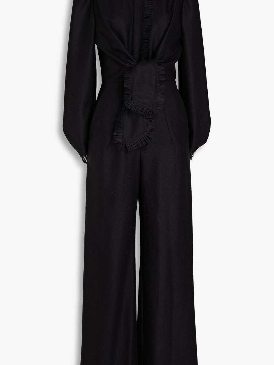 fringed knotted wool-blend felt jumpsuit