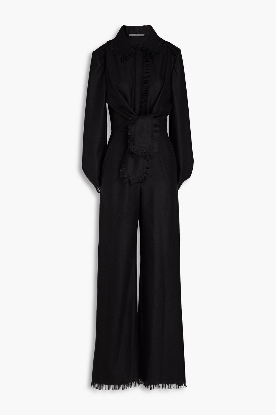 Fringed knotted wool-blend felt jumpsuit