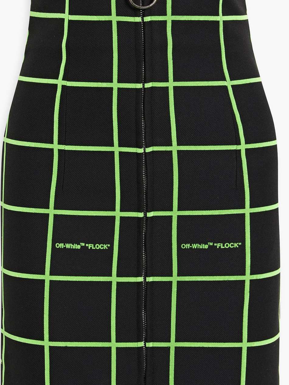 checked flocked twill mini skirt